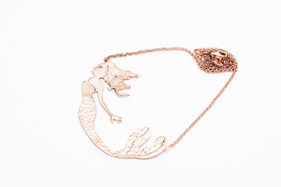 Large Gold Plated Sterling Silver Mermaid Necklace 