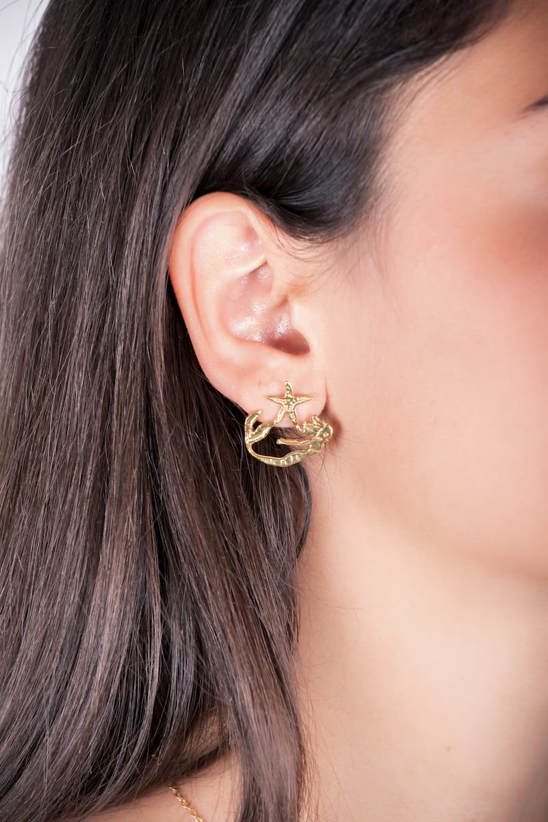 Gold Plated Silver Button Earrings