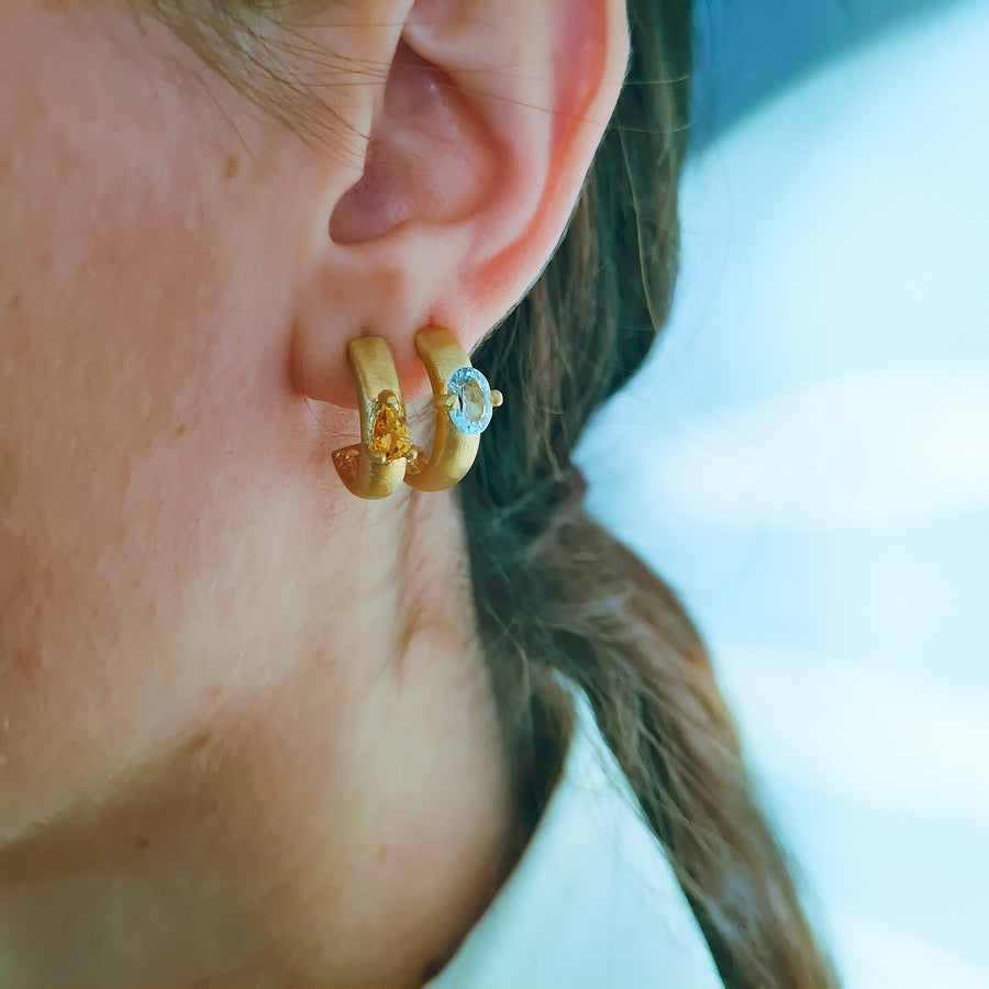 Aquamarine Hoops Earrings