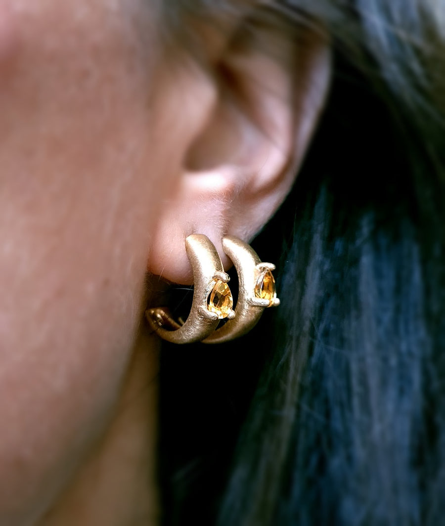 Citrine Hoops Earrings