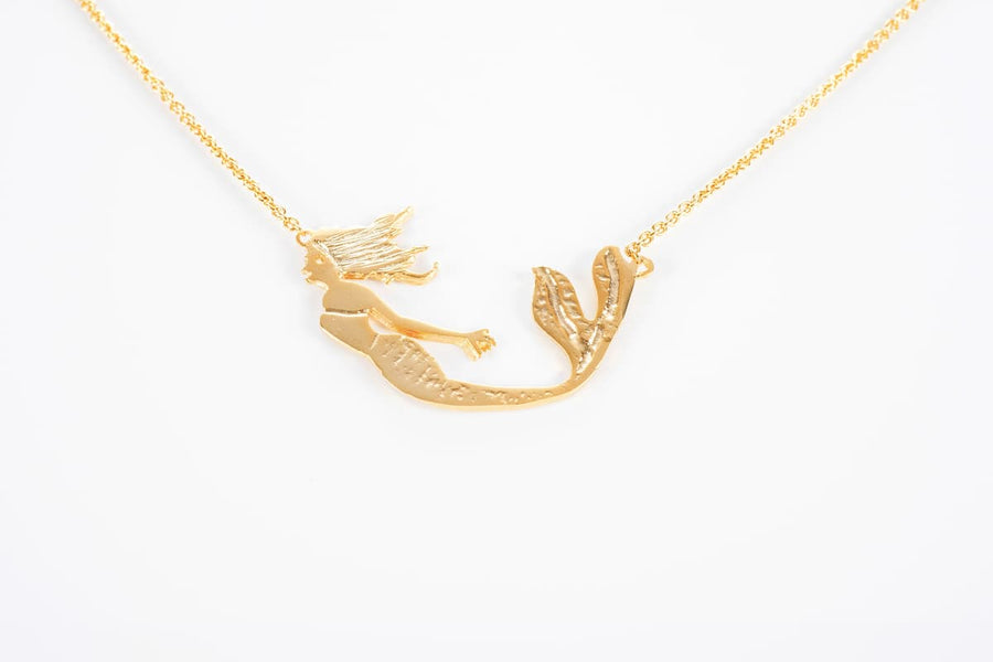 Medium Gold Plated Silver Mermaid Necklace                                