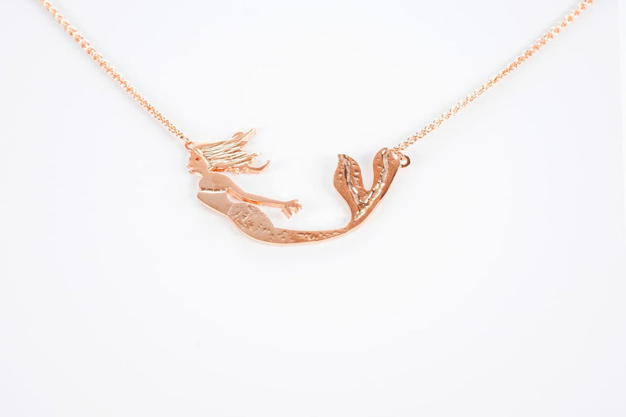 Medium Gold Plated Silver Mermaid Necklace                                